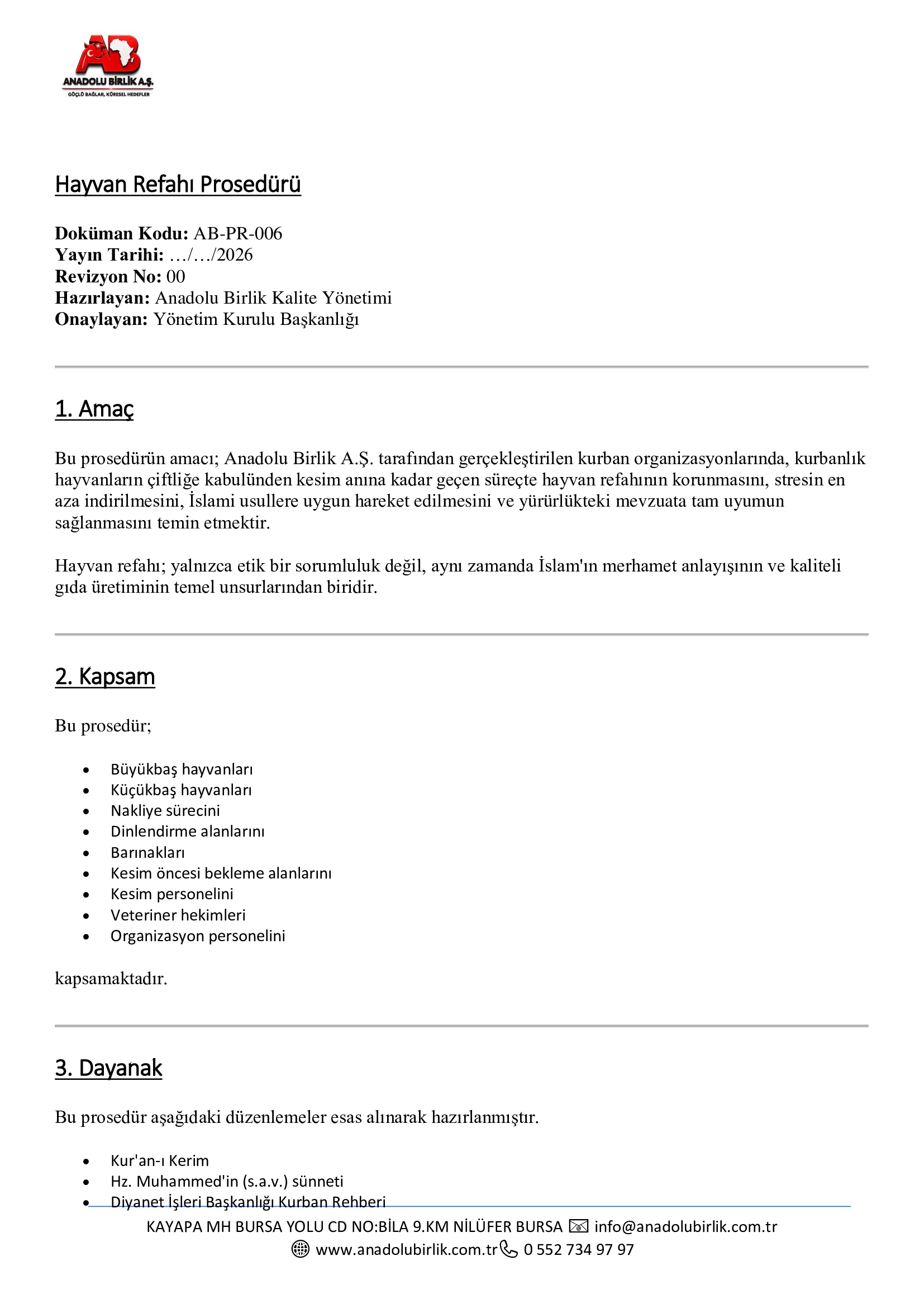 Animal Welfare Procedure 1 Page