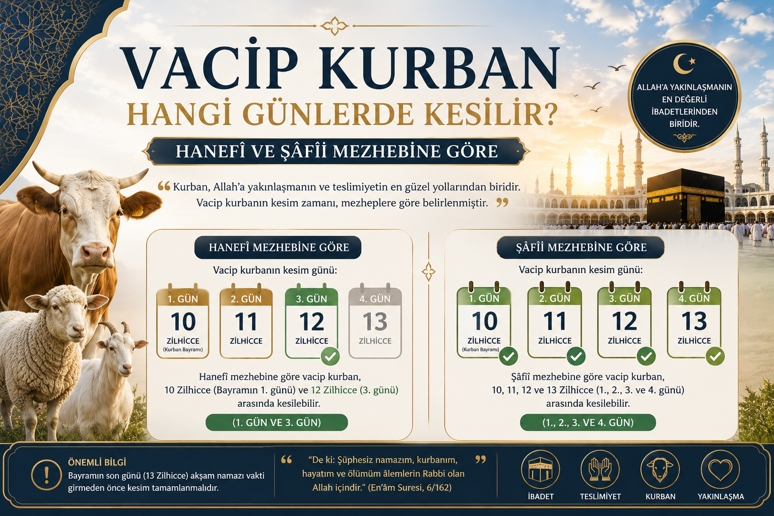 Vacip Kurban Hangi Günlerde Kesilir? Hanefî ve Şâfiî Mezhebine Göre