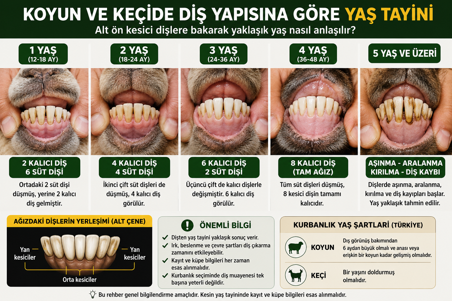Küçükbaş Hayvanlarda Diş Yapısına Göre Yaş Nasıl Anlaşılır? Koyun ve Keçide Dişten Yaş Tayini